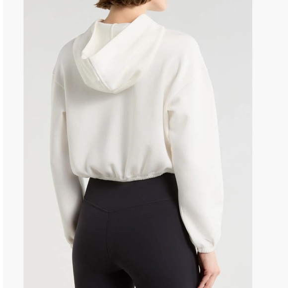 Spanx White Air Essentials Crop Pull-Over Hoodie Size M - Picture 2 of 7